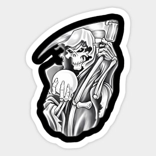 Grim Reaper Death Shirt Black and White Sticker